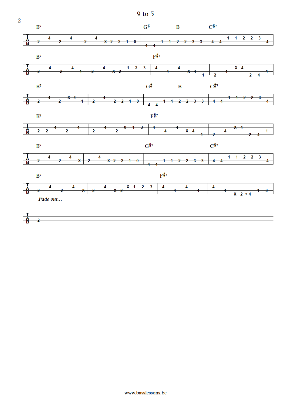 Dolly Parton 9 To 5 Abraham Laboriel  Bass Tab part 2