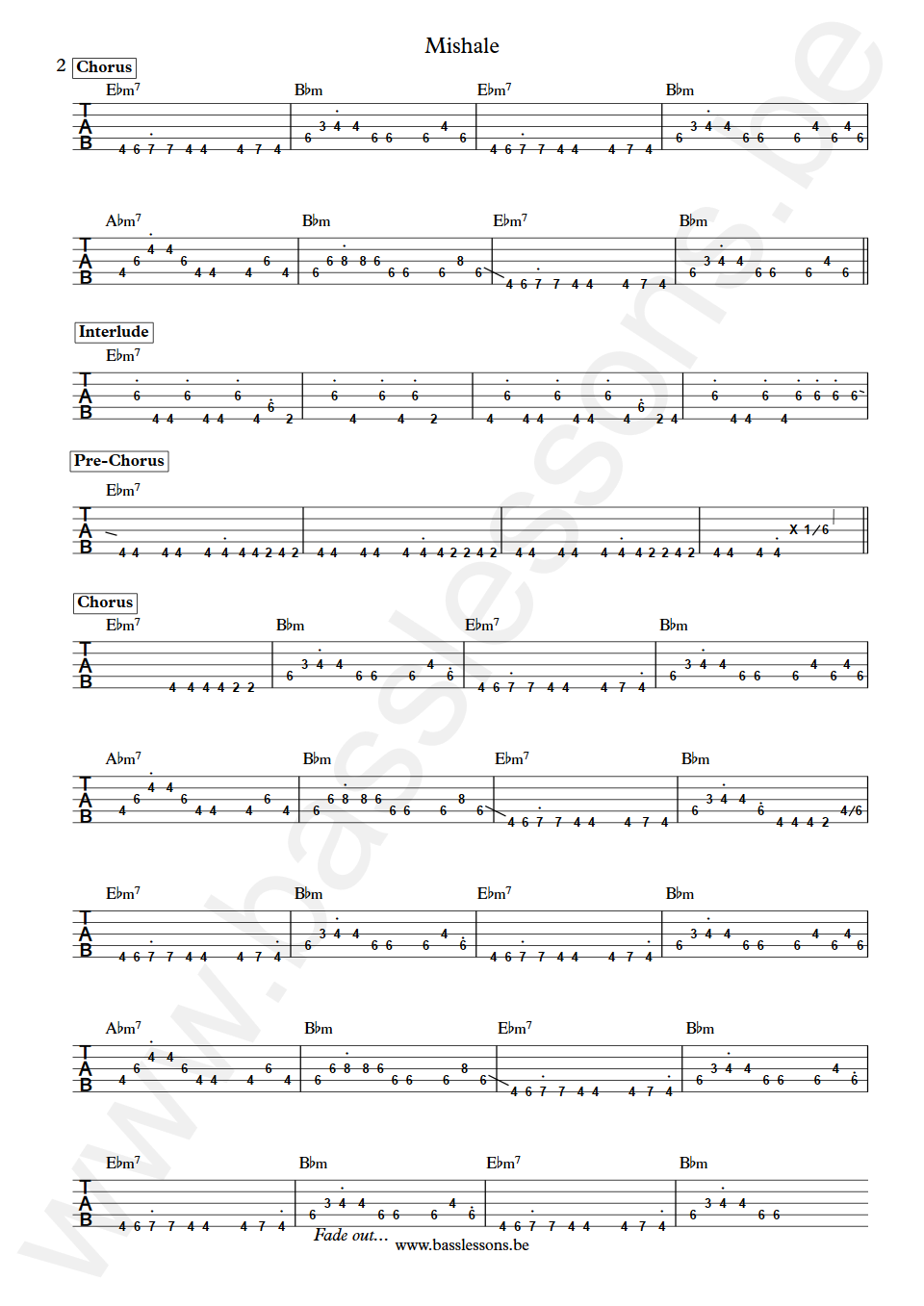 Andru Donalds Mishale  Bass Tab part 2