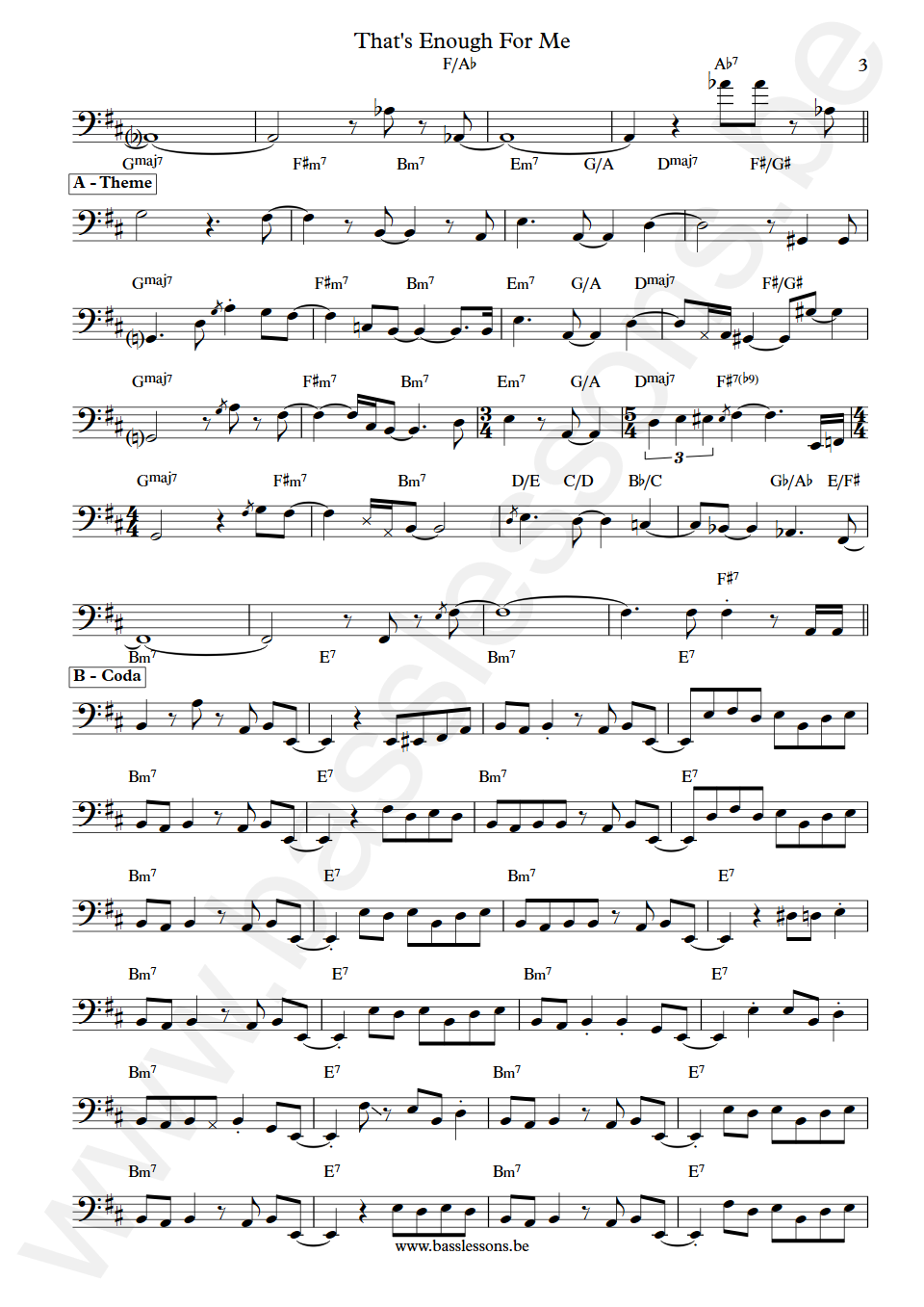 Lee Ritenour That's Enough For Me Abraham Laboriel Bass Transcription part 3