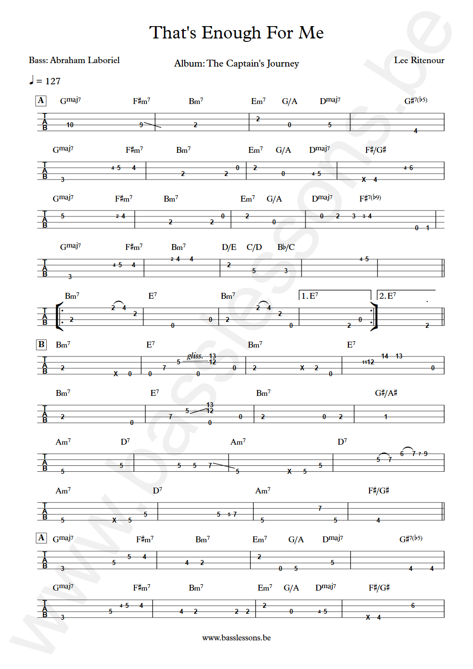 Lee Ritenour That's Enough For Me Abraham Laboriel Bass Tab