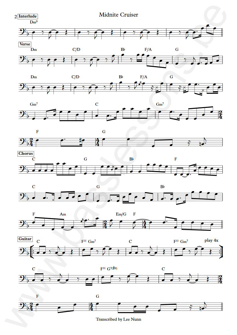 Steely Dan Midnite Cruiser Walter Becker Bas Transcriptie deel 2