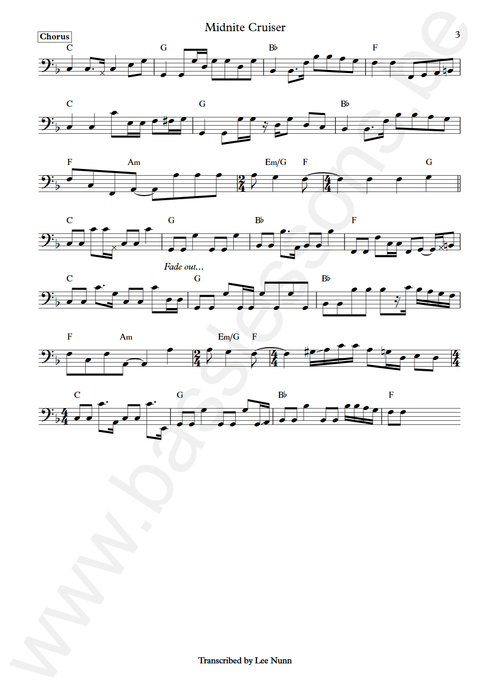 Steely Dan Midnite Cruiser Walter Becker Bas Transcriptie deel 3