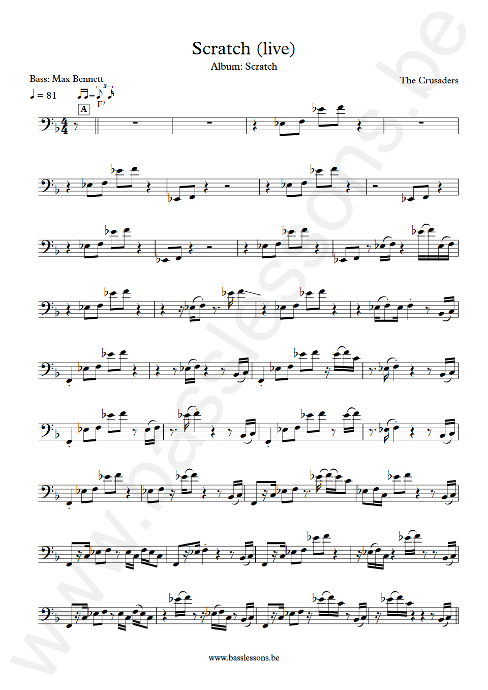 The Crusaders Scratch (live) Max Bennett Bas Transcriptie