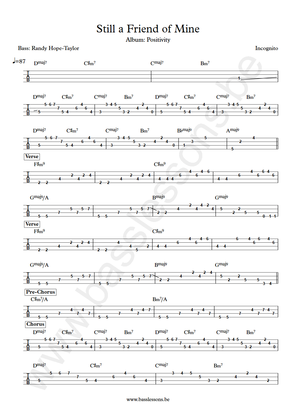 Incognito still a friend of mine Randy Hope-Taylor bass tab