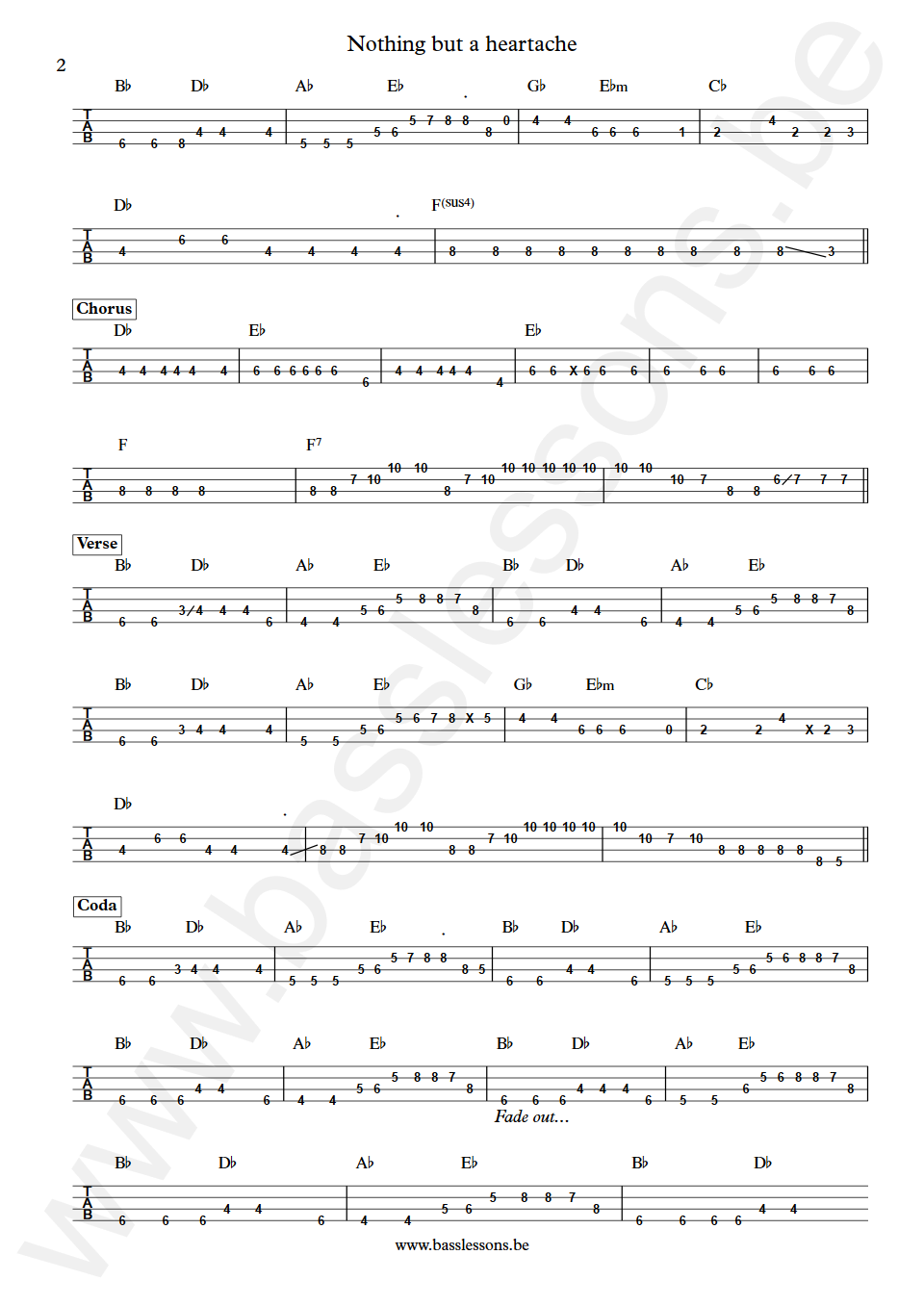 The Flirtations Nothing but a heartache Bass Tab deel 2
