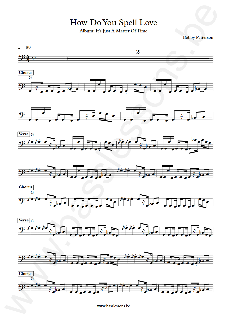 Bobby Patterson How Do You Spell Love Bas Transcriptie