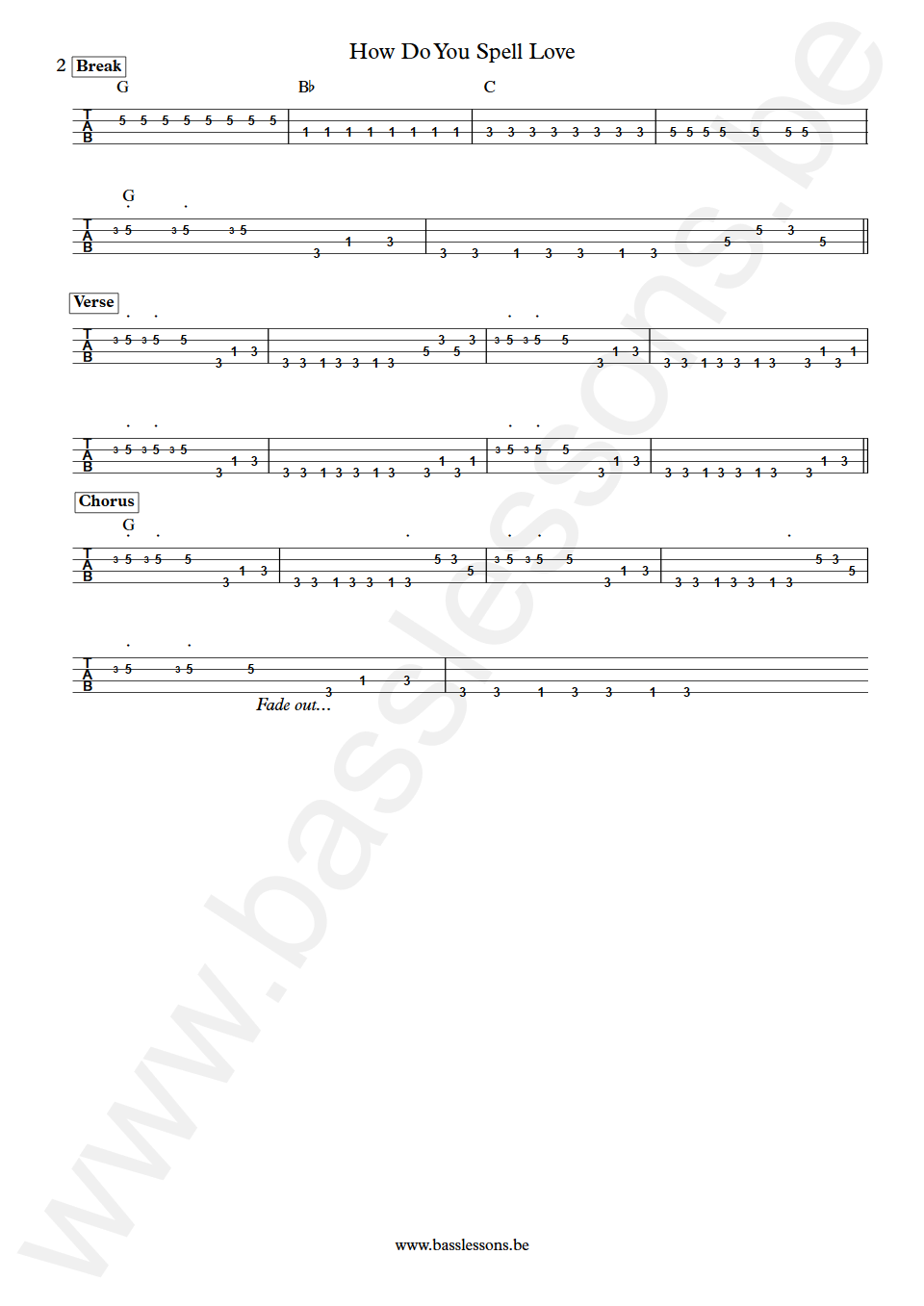 Bobby Patterson How Do You Spell Love Bass Tab deel 2