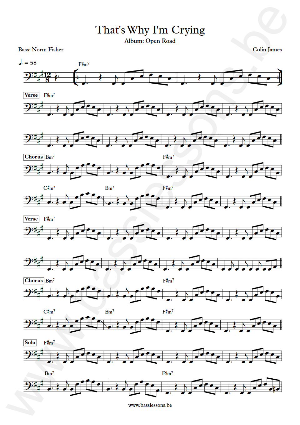Colin James That's Why I'm Crying Norm Fisher Bas Transcriptie