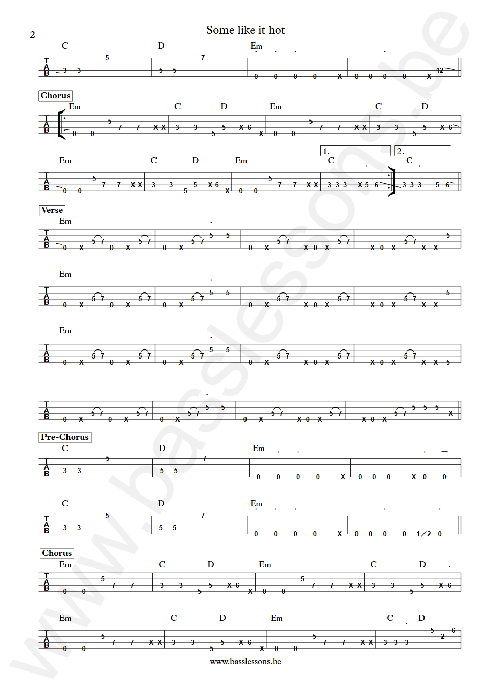 The Powerstation Some Like It Hot John Taylor Bass tab deel 2