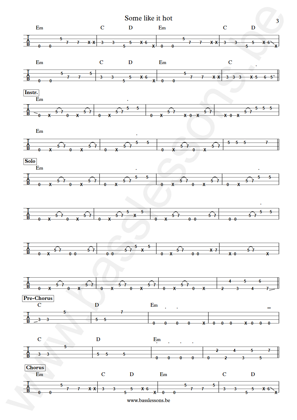 The Powerstation Some Like It Hot John Taylor Bass tab deel 3
