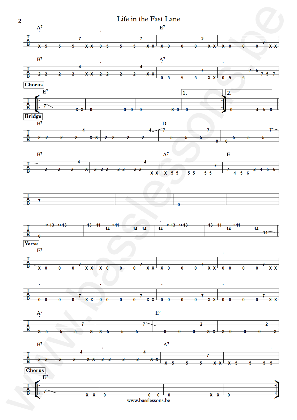 Eagles Life in the Fast Lane Randy Meisner Bass Tab deel 2