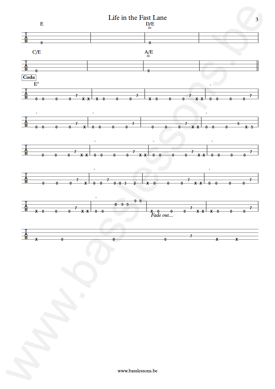 Eagles Life in the Fast Lane Randy Meisner Bass Tab deel 3