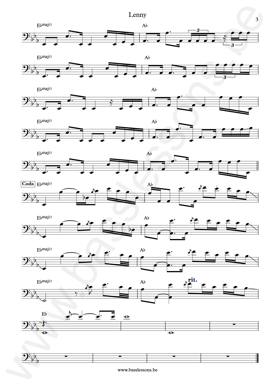 Stevie Ray Vaughan Lenny Tommy Shannon Bas Transcriptie deel 3