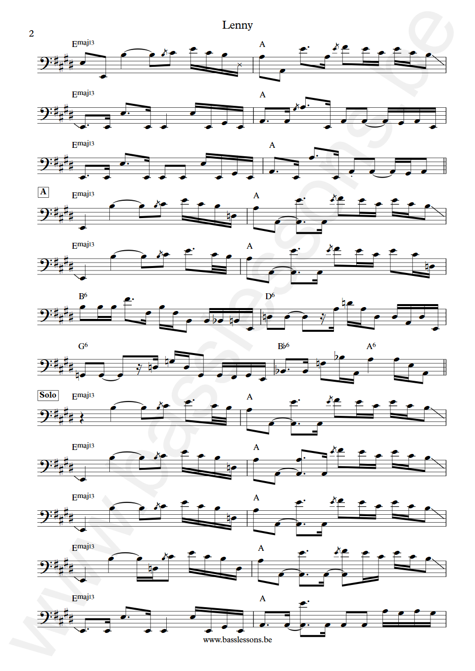Stevie Ray Vaughan Lenny Tommy Shannon Bas Transcriptie transposed deel 2