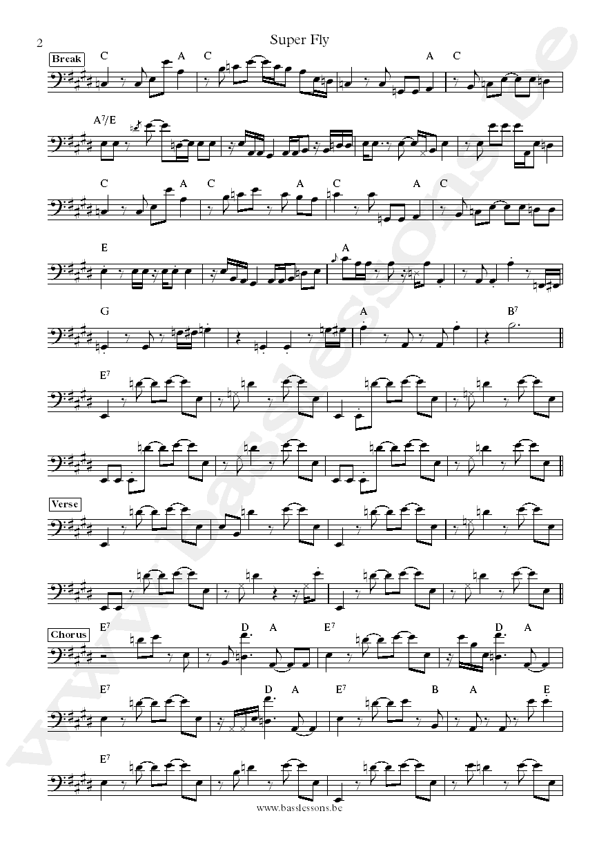 Curtis Mayfield Joseph Lucky Scott super fly bass transcription part 2