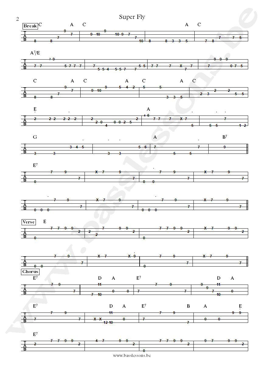 Curtis Mayfield Joseph Lucky Scott super fly bass tab part 2