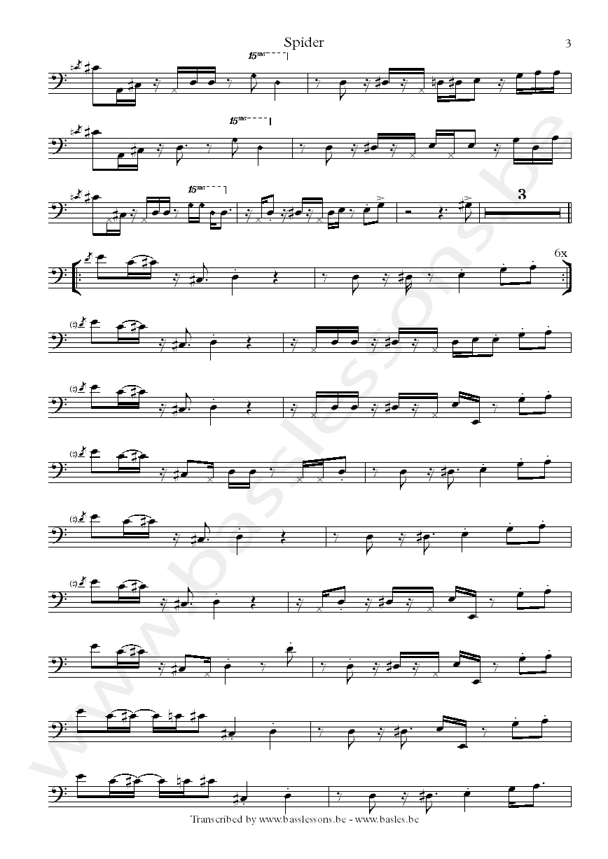 Paul Jackson bass transcription