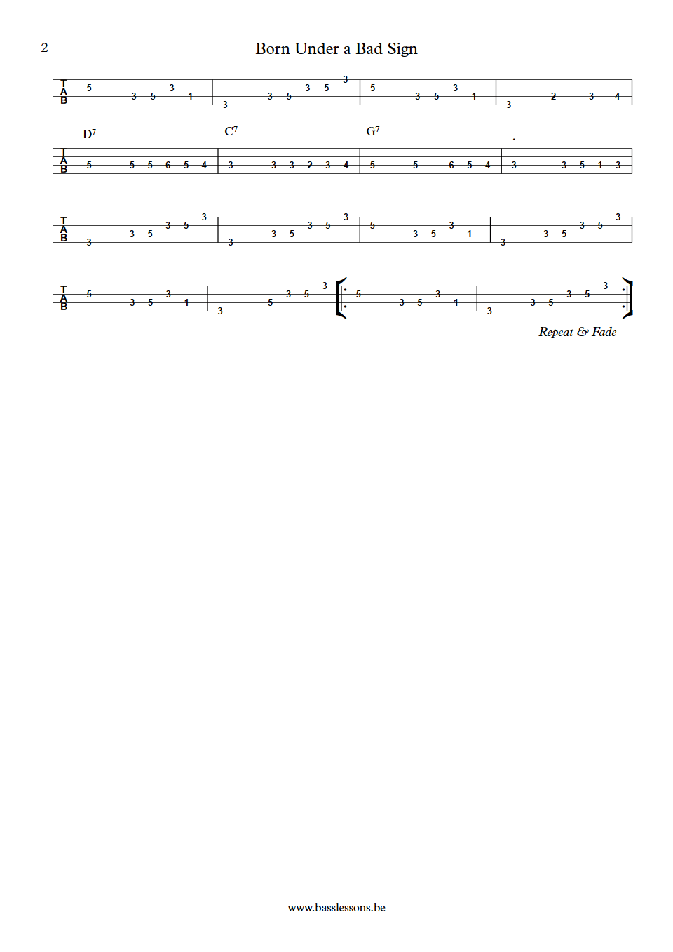 Cream born under a bad sign jack bruce bass tab part 2