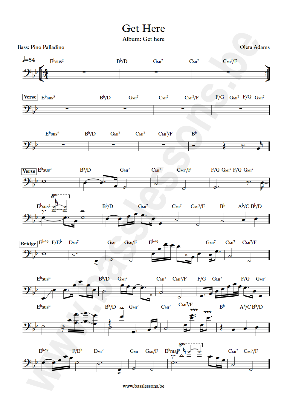 Oleta Adams get here Pino Palladino bass transcription