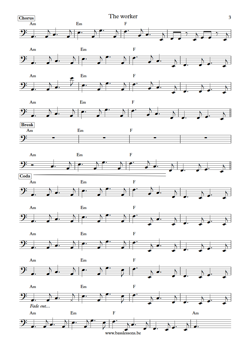 Fischer-Z The Woker David Graham bass transcription part 3