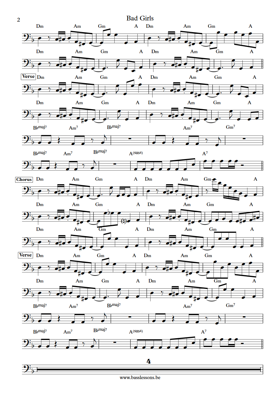 Donna Summer Bad Girls Scott Edwards bass transcription part 2