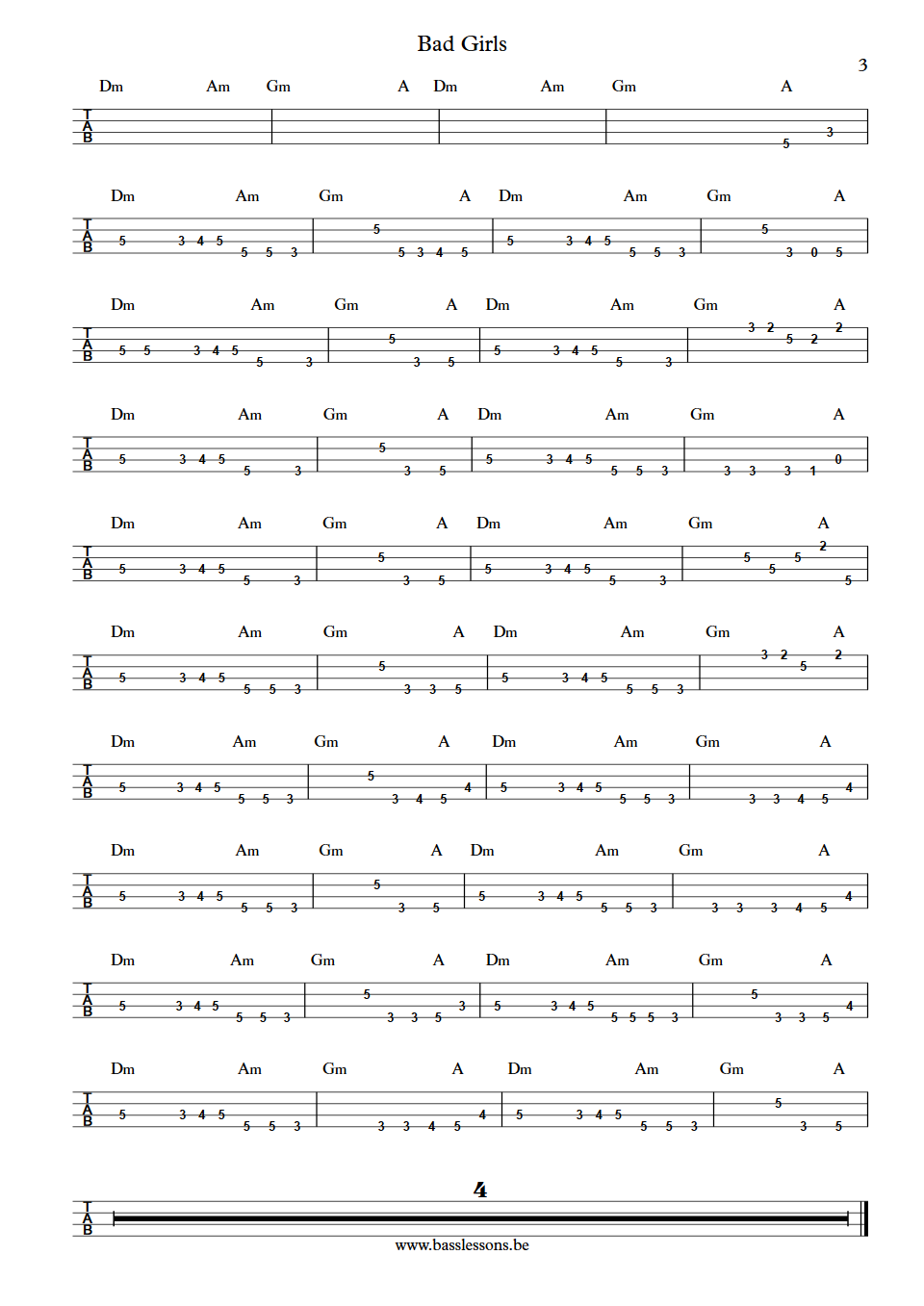 Donna Summer Bad Girls Scott Edwards bass tab part 3