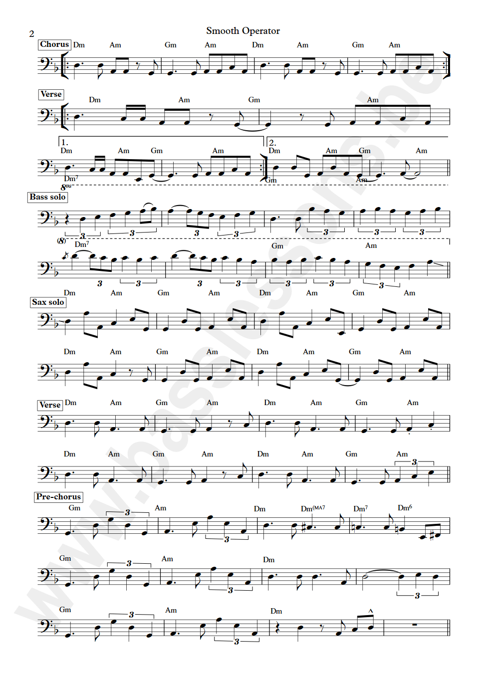 Sade Smooth Operator Paul S Denman bass transcription part 2