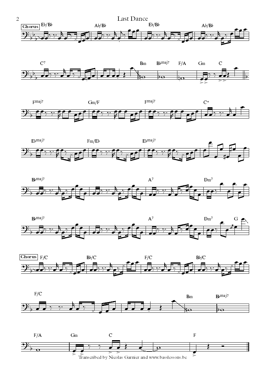 Donna Summer Last Dance Bass Transcription part 2