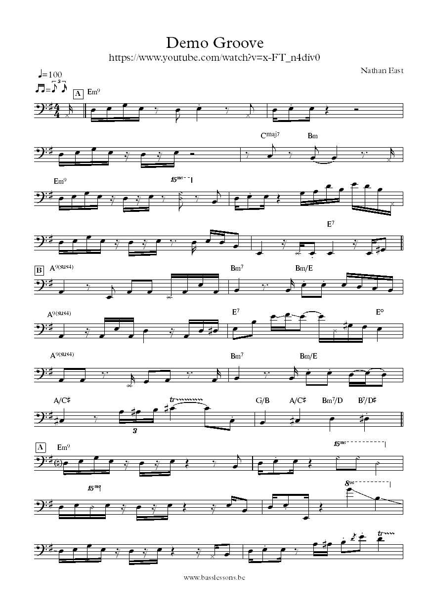 Nathan East bass transcription
