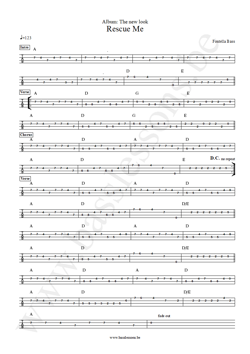 Fontella Bass rescue me bass tab