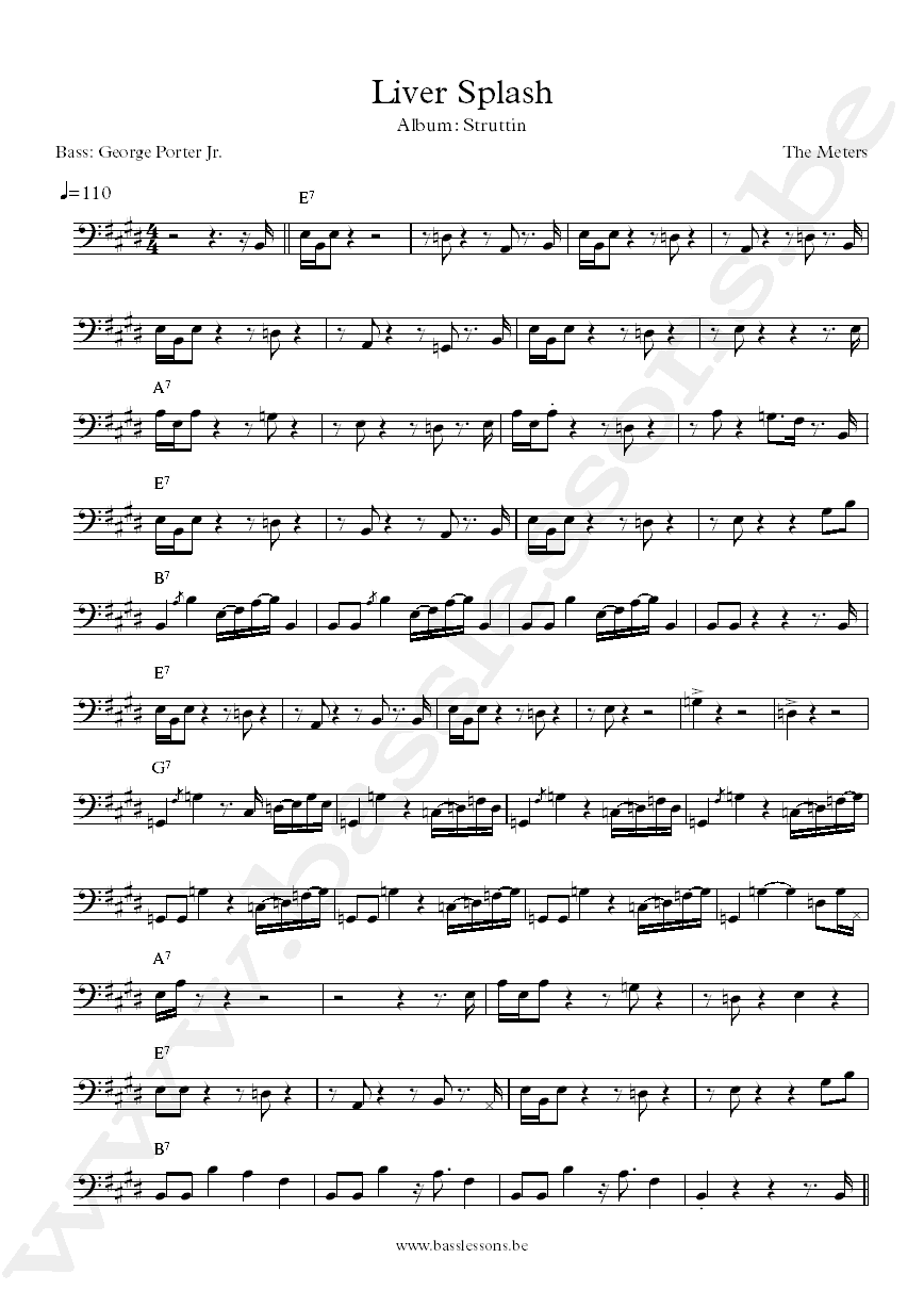 The Meters Liver Splash bass transcription