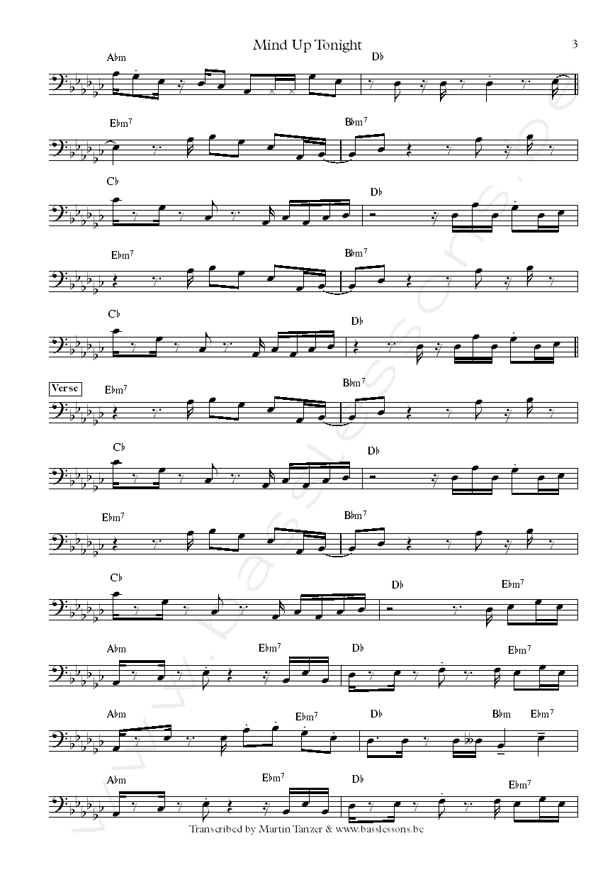 Melba Moore mind up tonight bass transcription part 3