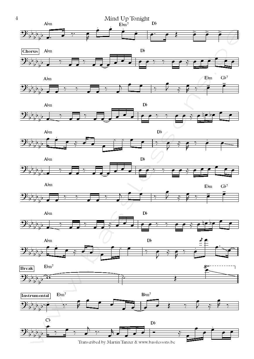 Melba Moore mind up tonight bass transcription part 4