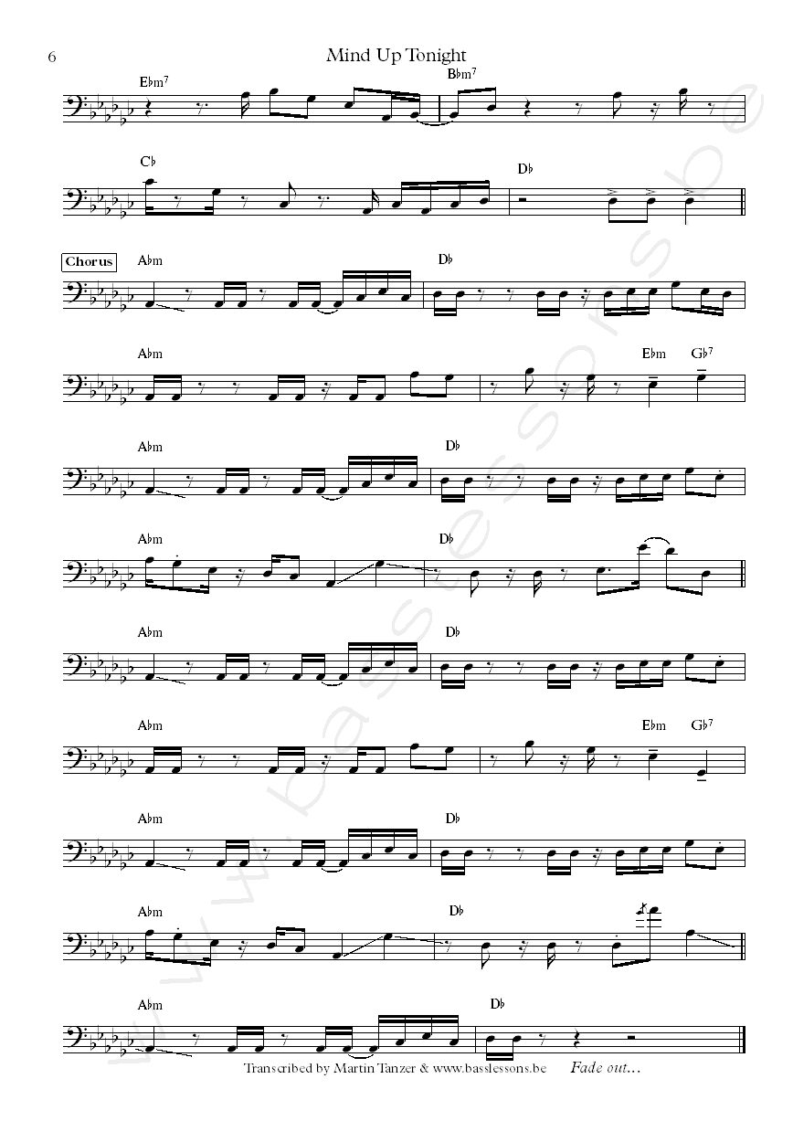 Melba Moore mind up tonight bass transcription part 6