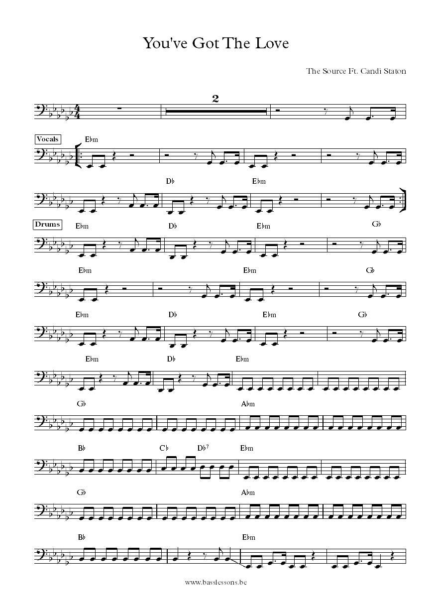 The source ft candi staton - Youve got the love bass transcription