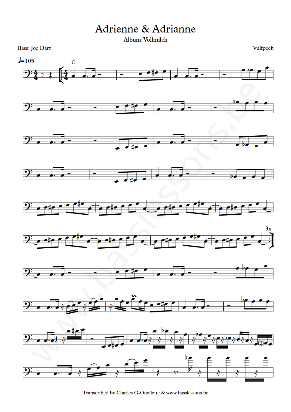 Vulfpeck Adrienne and Adrianne Joe Dart bass transcription