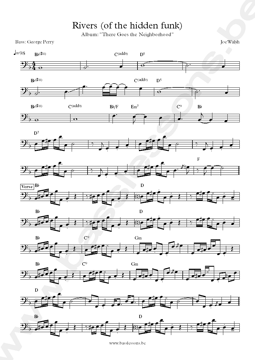 Joe walsh rivers of the hidden funk George Perry bass transcription
