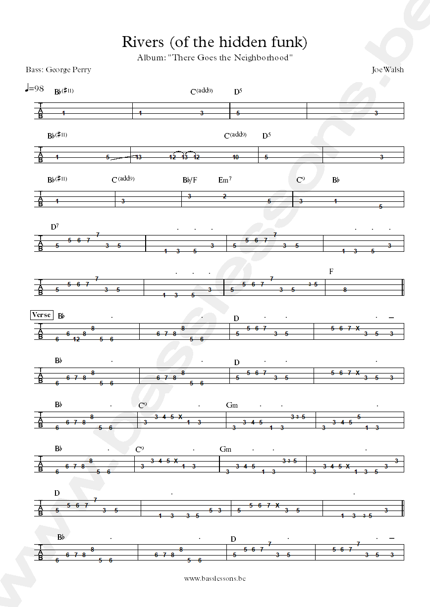 Joe walsh rivers of the hidden funk George Perry bass tab