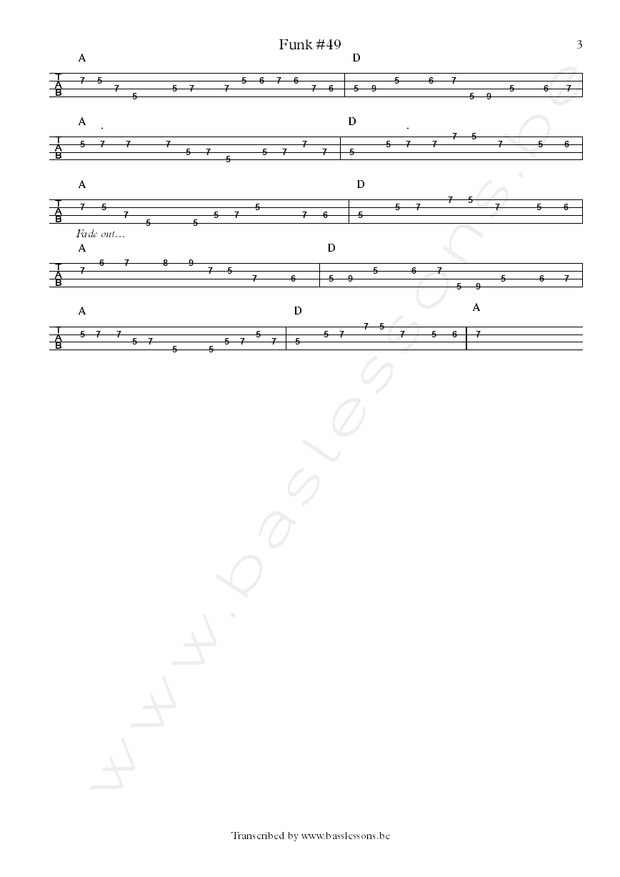 James Gang Funk 49 bass tab Dale Peters part 3