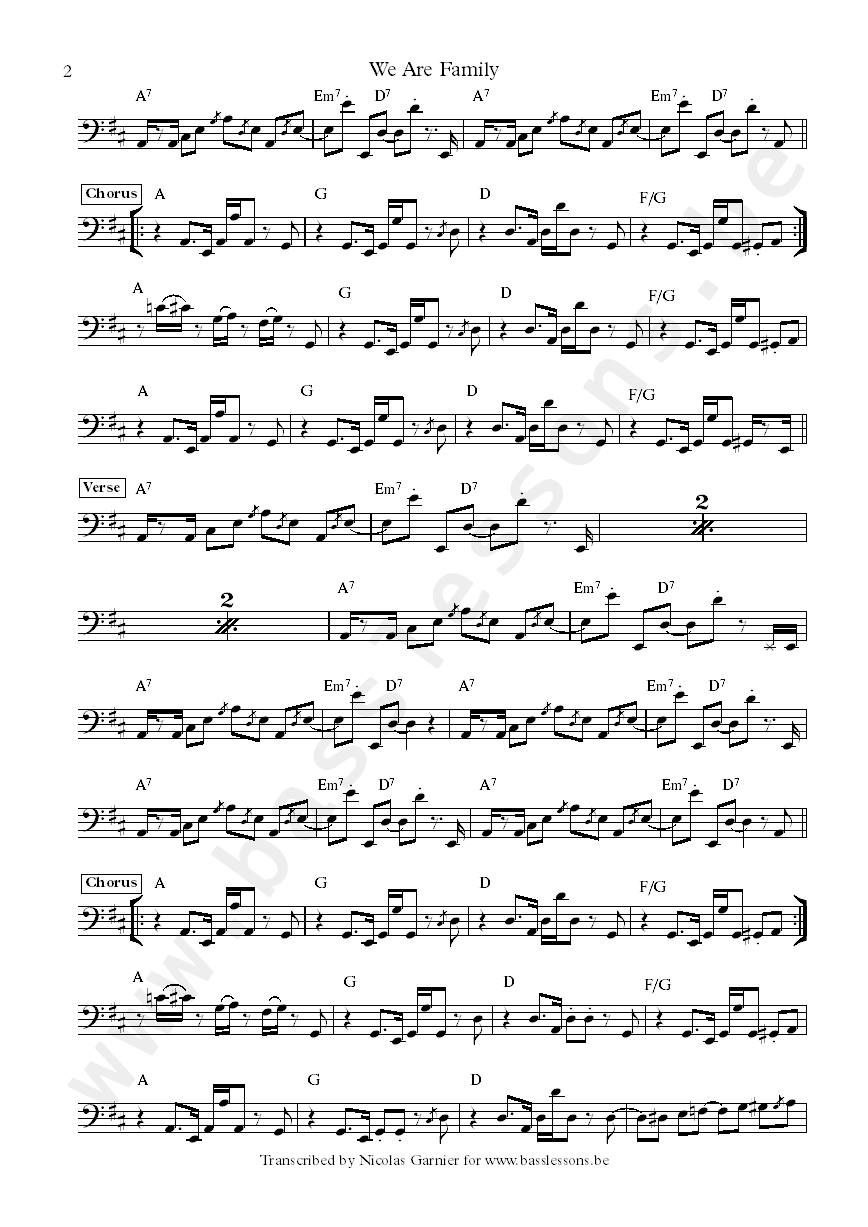 Sister Sledge we are family bass transcription