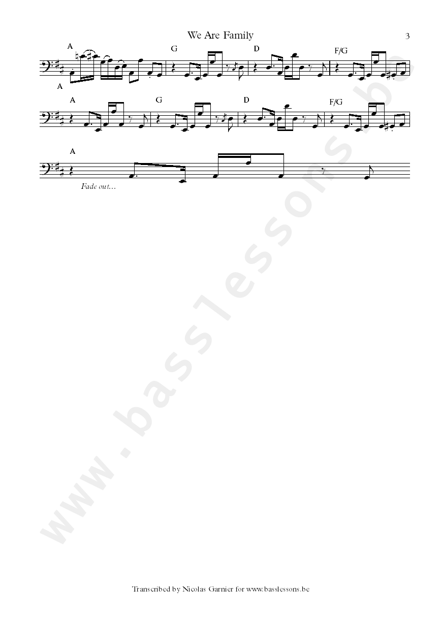 Sister Sledge we are family bass transcription
