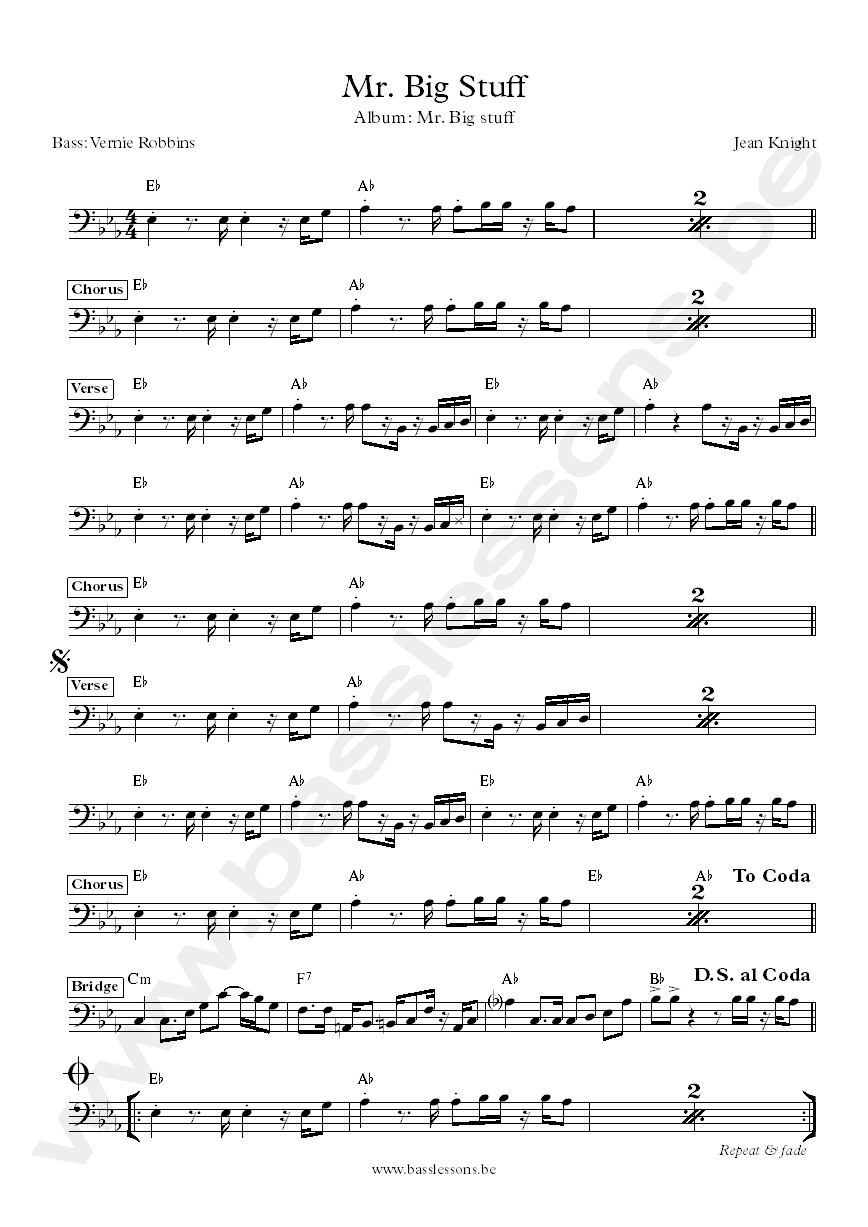 Stax bass transcription mr big stuff