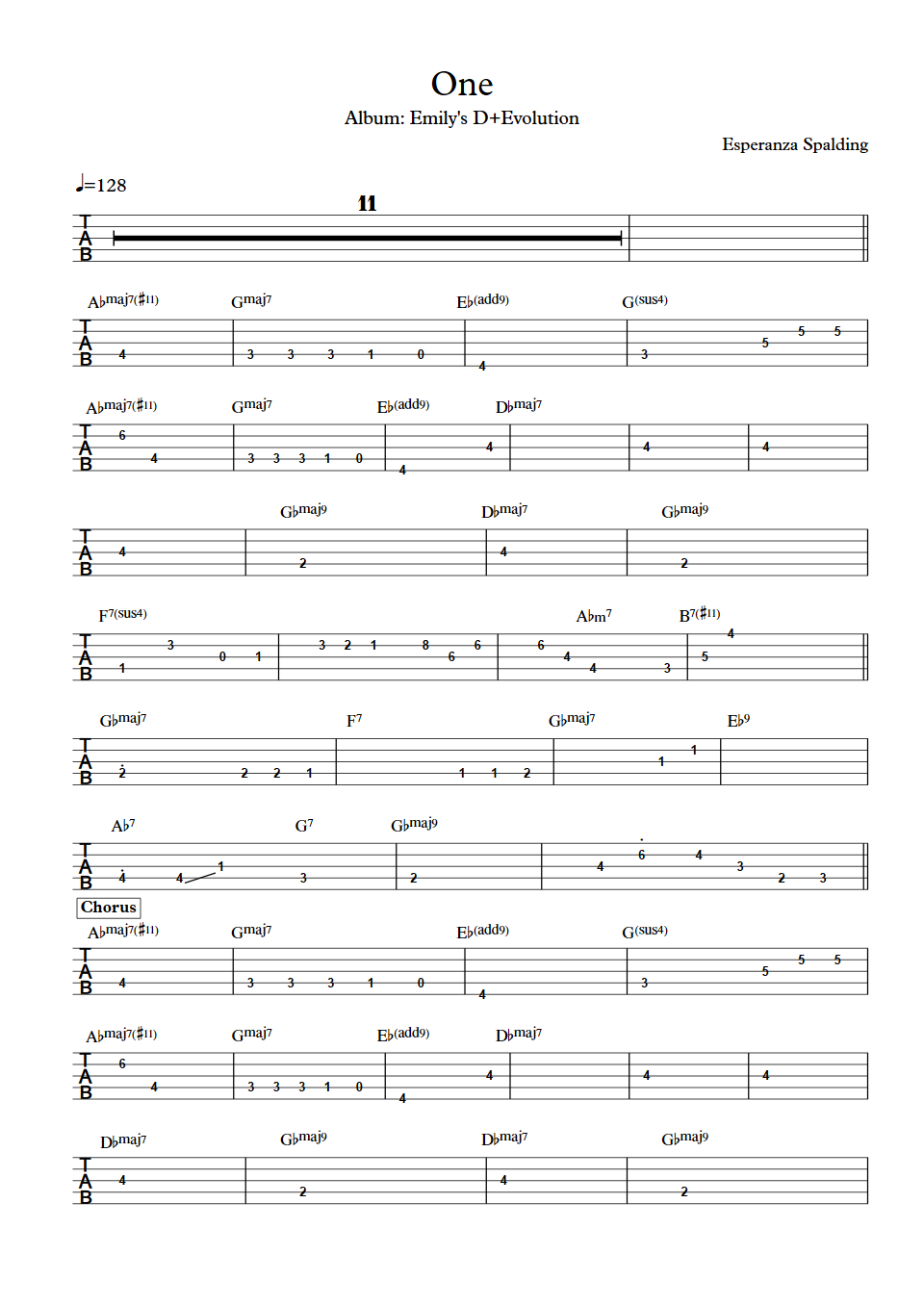 Esperanza spalding one bass tab