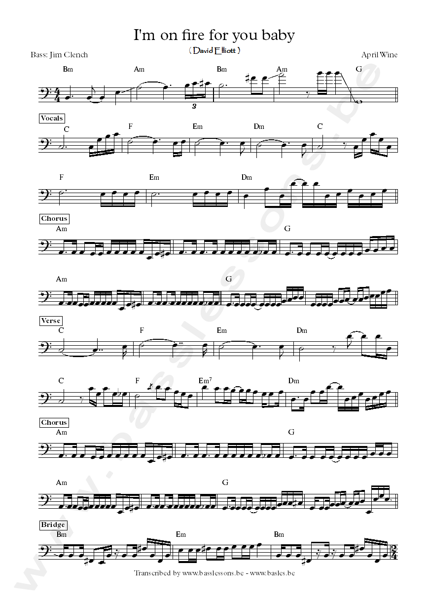 April wine bass transcription