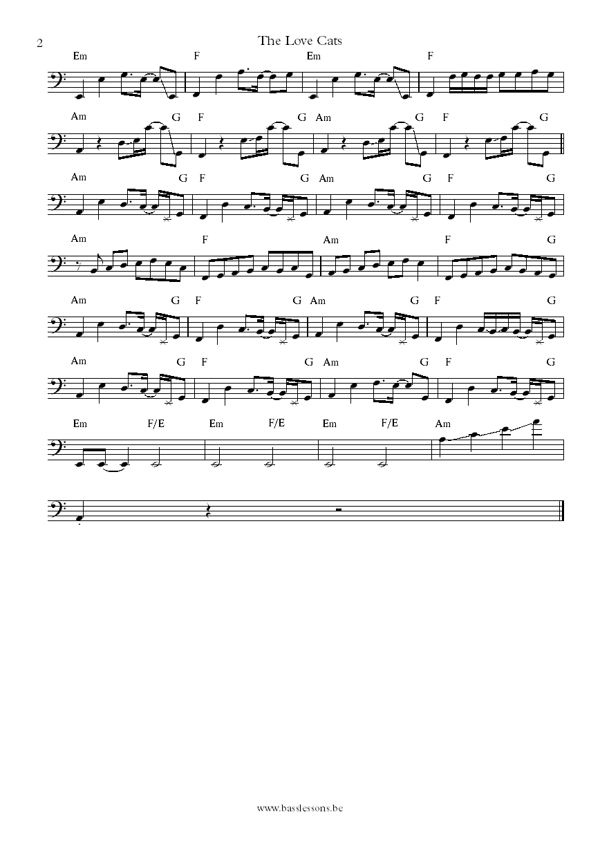 The Cure the love cats bass transcription part 25