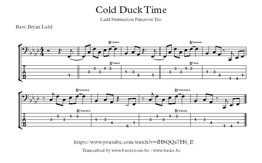 Ladd Swinnerton Patterson Trio Cold Duck Time bass transcription