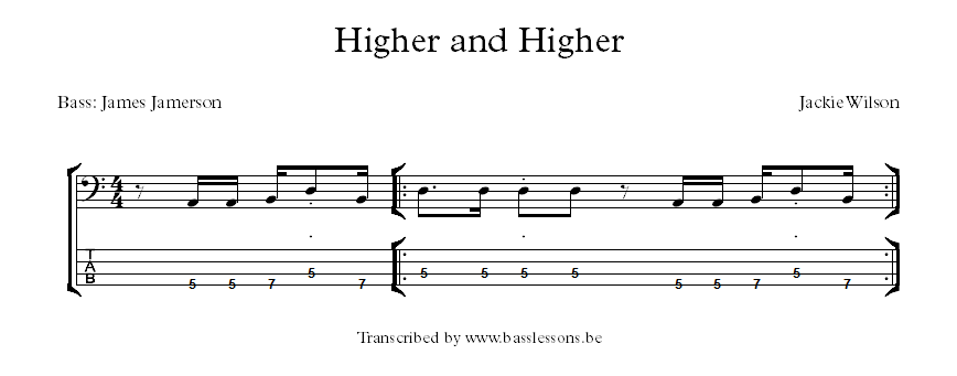 Jackie Wilson Higher and Higher james jamerson bass transcription