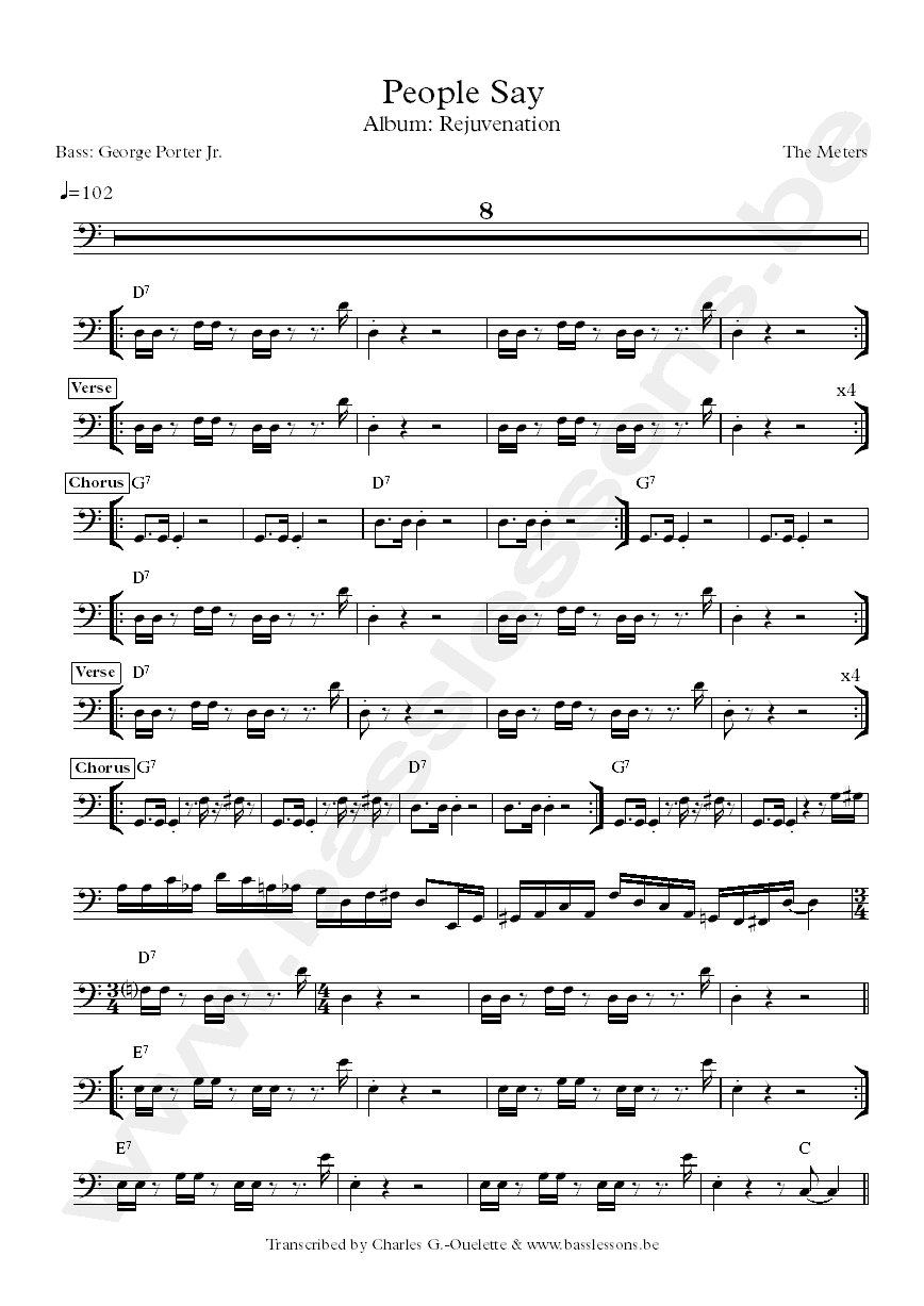 The meters people say bass transcription
