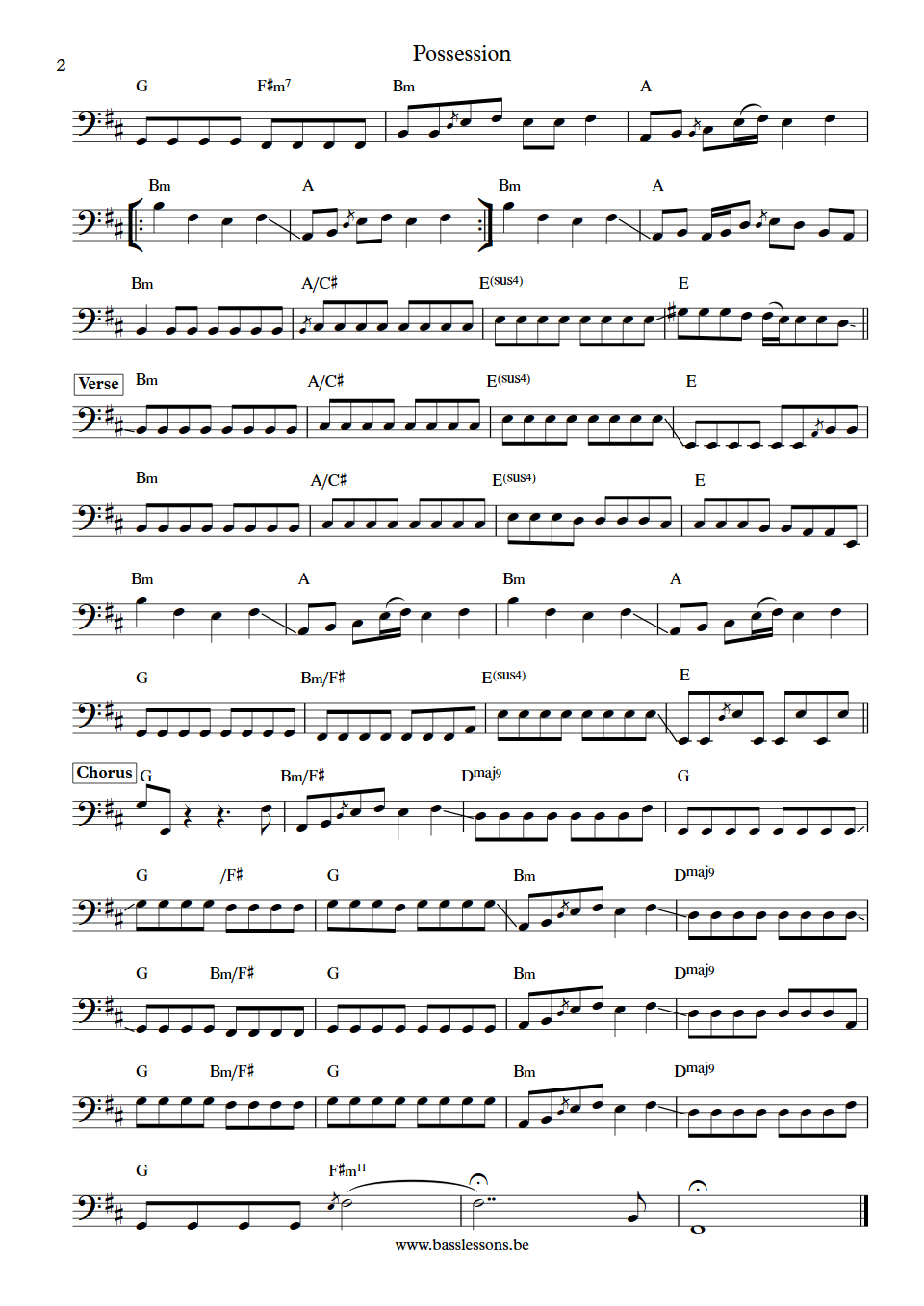 Sarah McLachlan Brian Minato bass transcription possession part 2