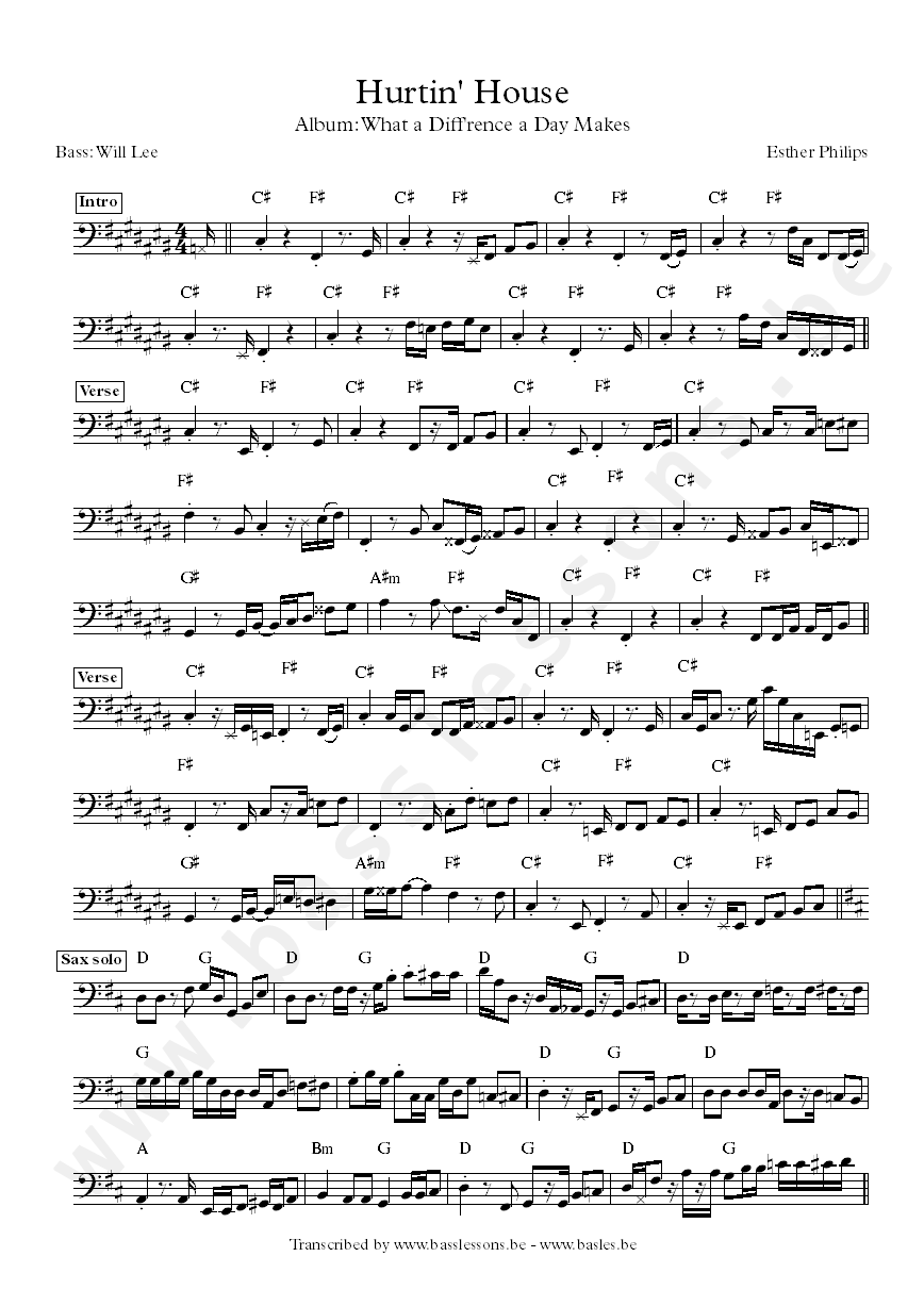 Esther phillips hurtin house will lee bass transcription
